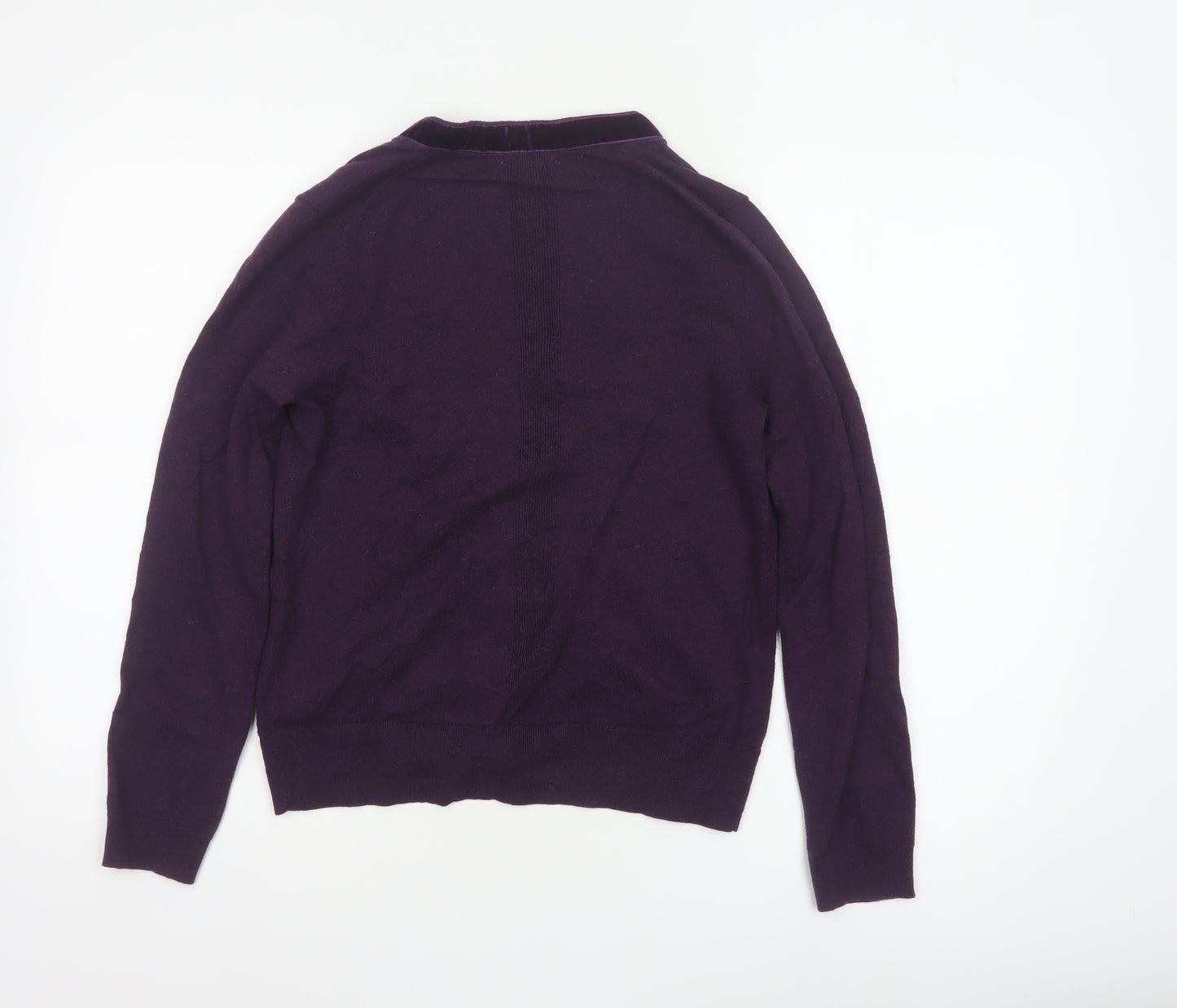 White Stuff Women’s Purple Merino Cotton V-Neck Button Cardigan UK 12