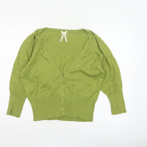 Next Women Green Wool Blend V-Neck Button Cardigan UK 18