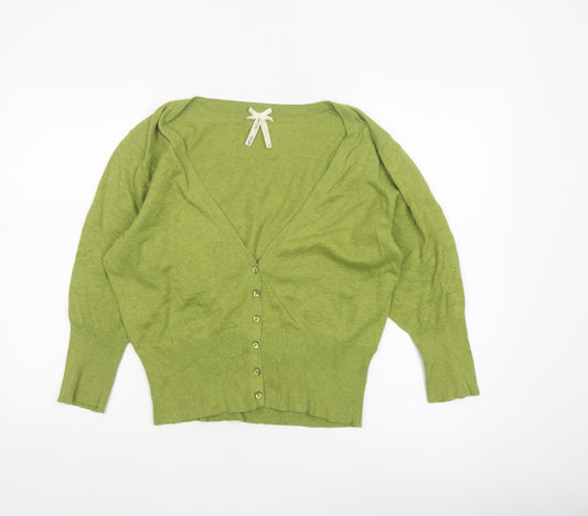 Next Women Green Wool Blend V-Neck Button Cardigan UK 18