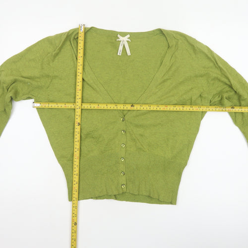 Next Women Green Wool Blend V-Neck Button Cardigan UK 18