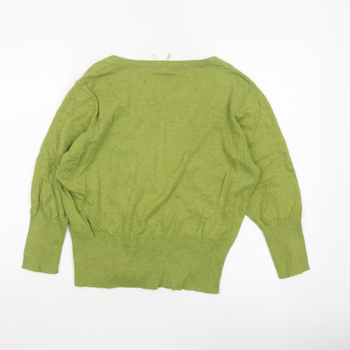 Next Women Green Wool Blend V-Neck Button Cardigan UK 18