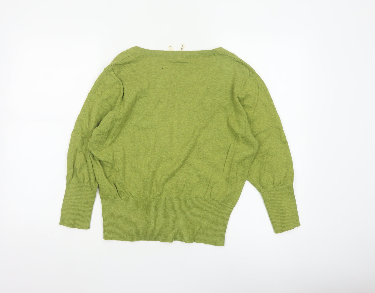 Next Women Green Wool Blend V-Neck Button Cardigan UK 18