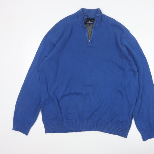 Blue Harbour Men’s Blue 2XL 1/4 Zip Cotton Knit Jumper