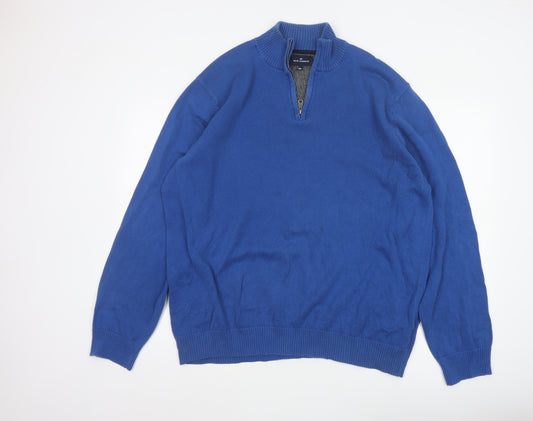 Blue Harbour Men’s Blue 2XL 1/4 Zip Cotton Knit Jumper