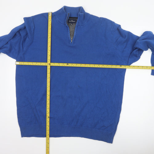 Blue Harbour Men’s Blue 2XL 1/4 Zip Cotton Knit Jumper