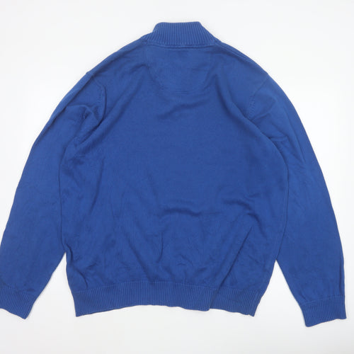 Blue Harbour Men’s Blue 2XL 1/4 Zip Cotton Knit Jumper