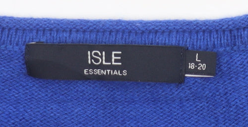 Isle Essentials Women's Blue Wool Blend Pullover Jumper Size 20