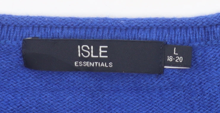 Isle Essentials Women's Blue Wool Blend Pullover Jumper Size 20