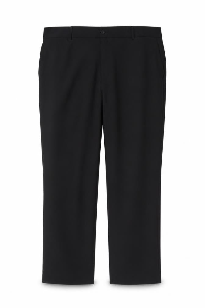 Front view of Farah Men’s Black 46W 31L Stretch Flat Front Dress Trousers