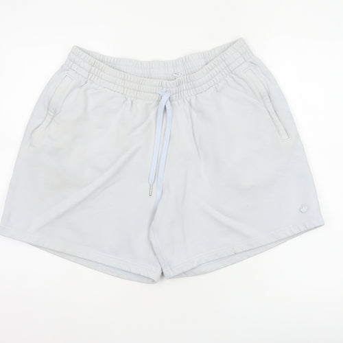 Adidas Women White XL Organic Cotton Sweat Shorts Drawstring Logo