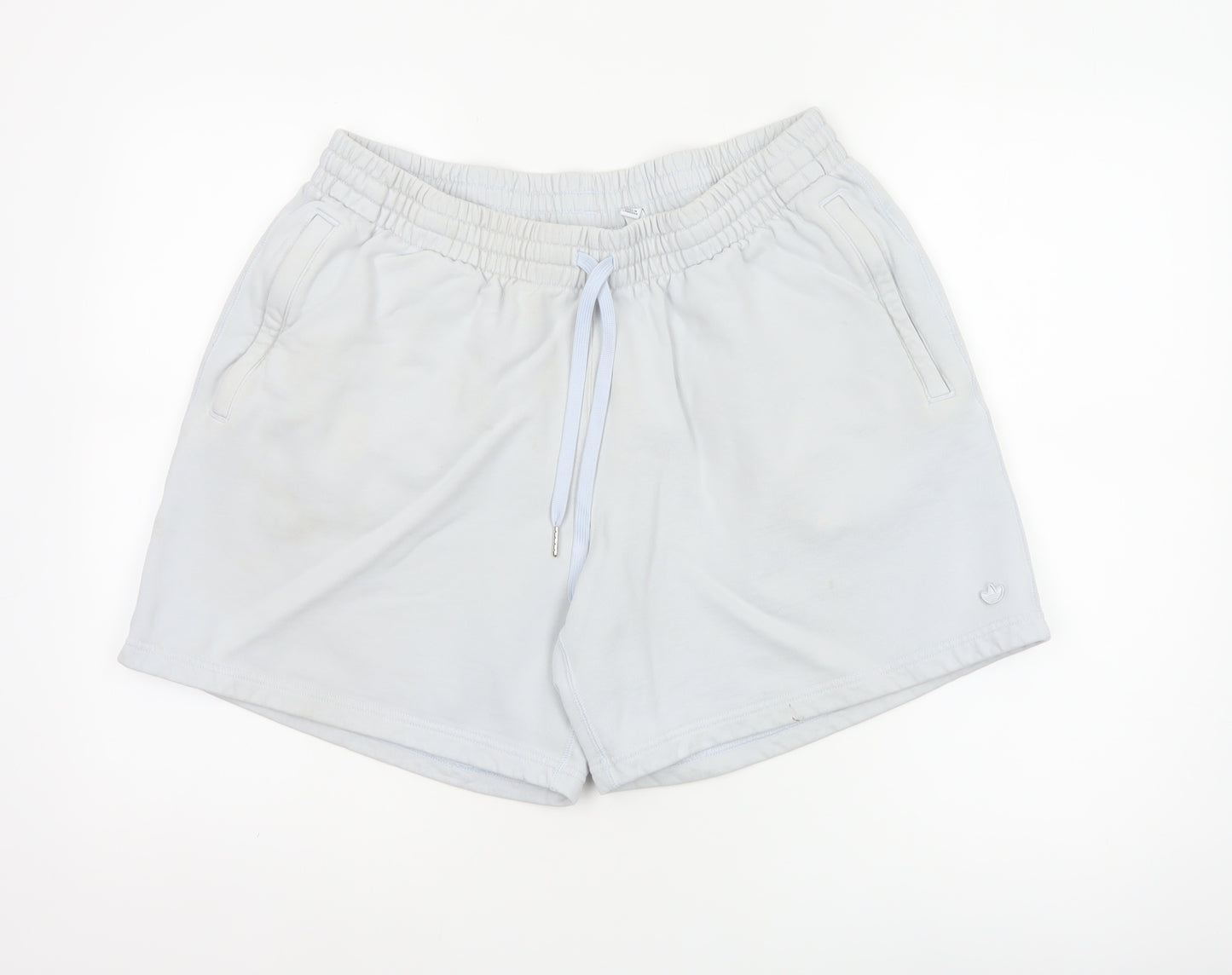 Adidas Women White XL Organic Cotton Sweat Shorts Drawstring Logo