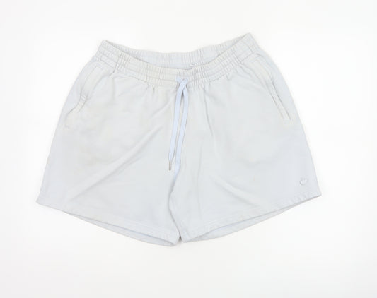 Adidas Women White XL Organic Cotton Sweat Shorts Drawstring Logo