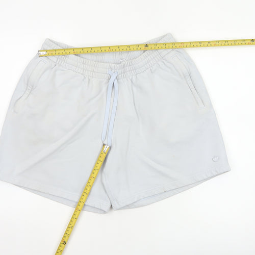 Adidas Women White XL Organic Cotton Sweat Shorts Drawstring Logo