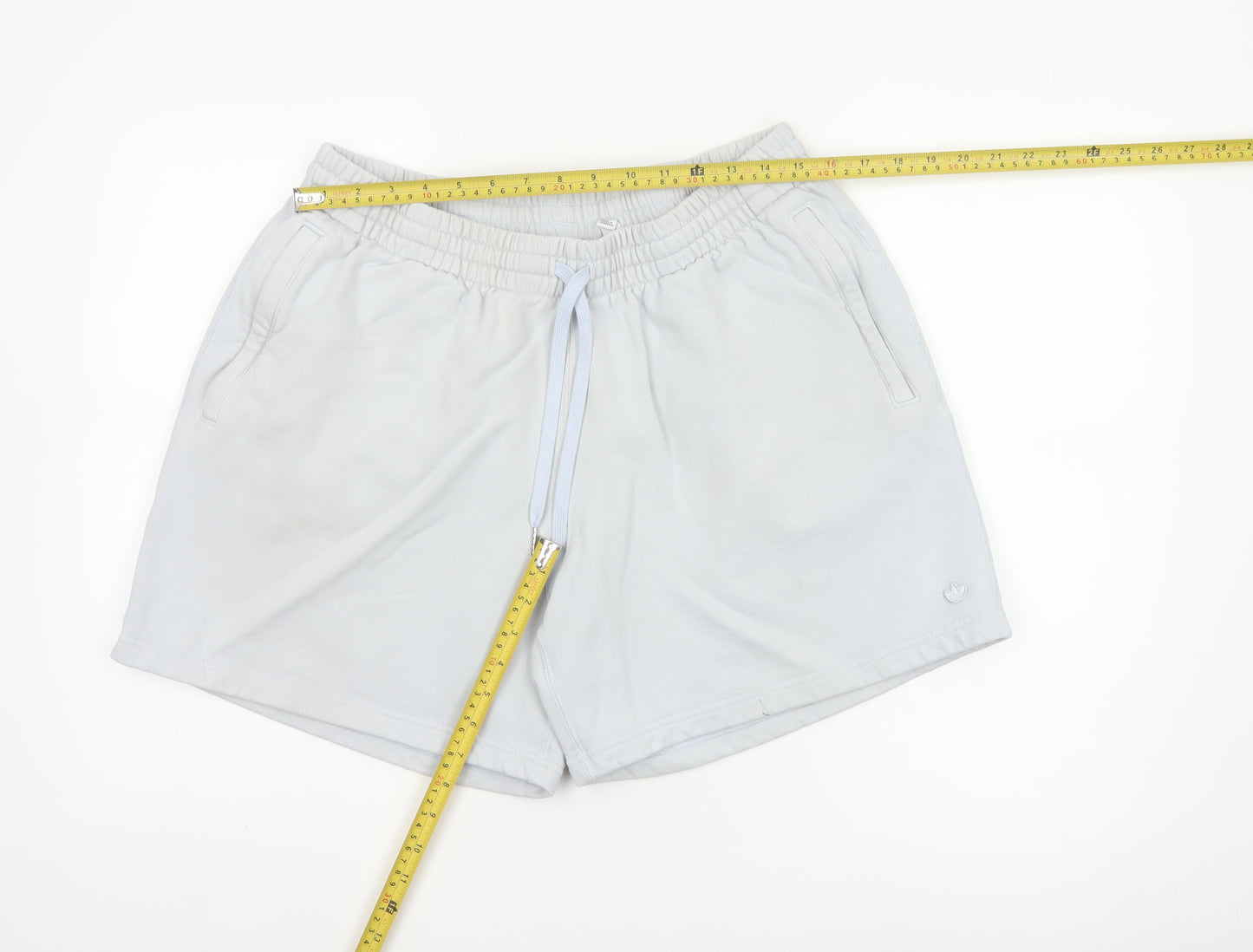 Adidas Women White XL Organic Cotton Sweat Shorts Drawstring Logo