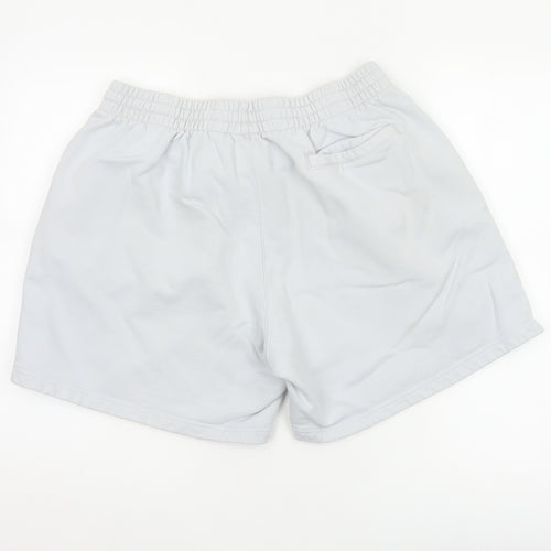 Adidas Women White XL Organic Cotton Sweat Shorts Drawstring Logo