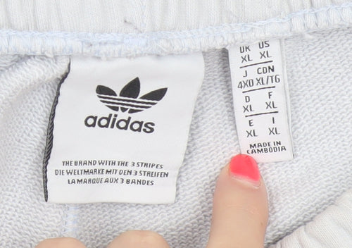 Adidas Women White XL Organic Cotton Sweat Shorts Drawstring Logo