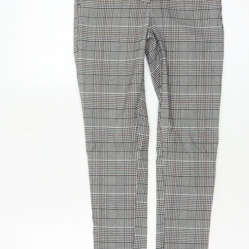 New Look Women’s Grey Check Skinny Trousers UK 6 Zip Pocket Workwear