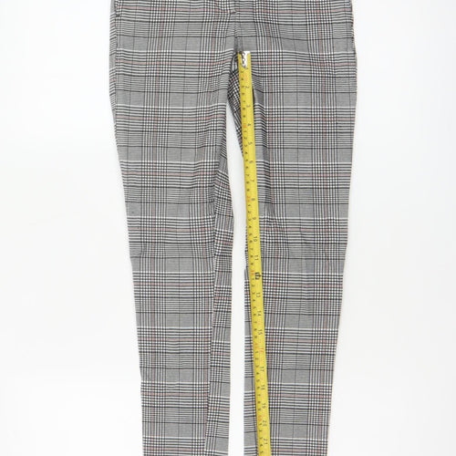 New Look Women’s Grey Check Skinny Trousers UK 6 Zip Pocket Workwear