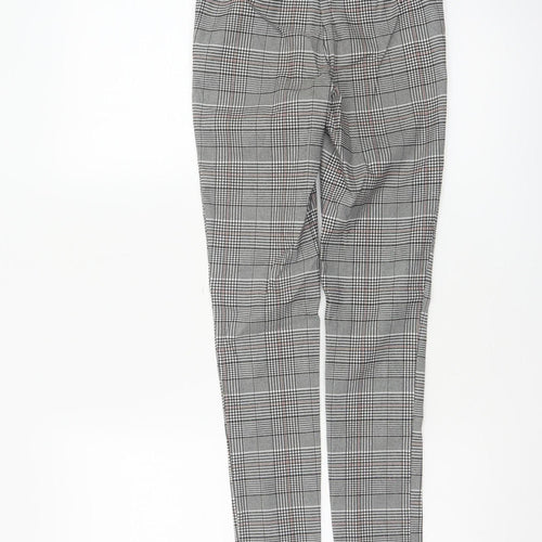 New Look Women’s Grey Check Skinny Trousers UK 6 Zip Pocket Workwear