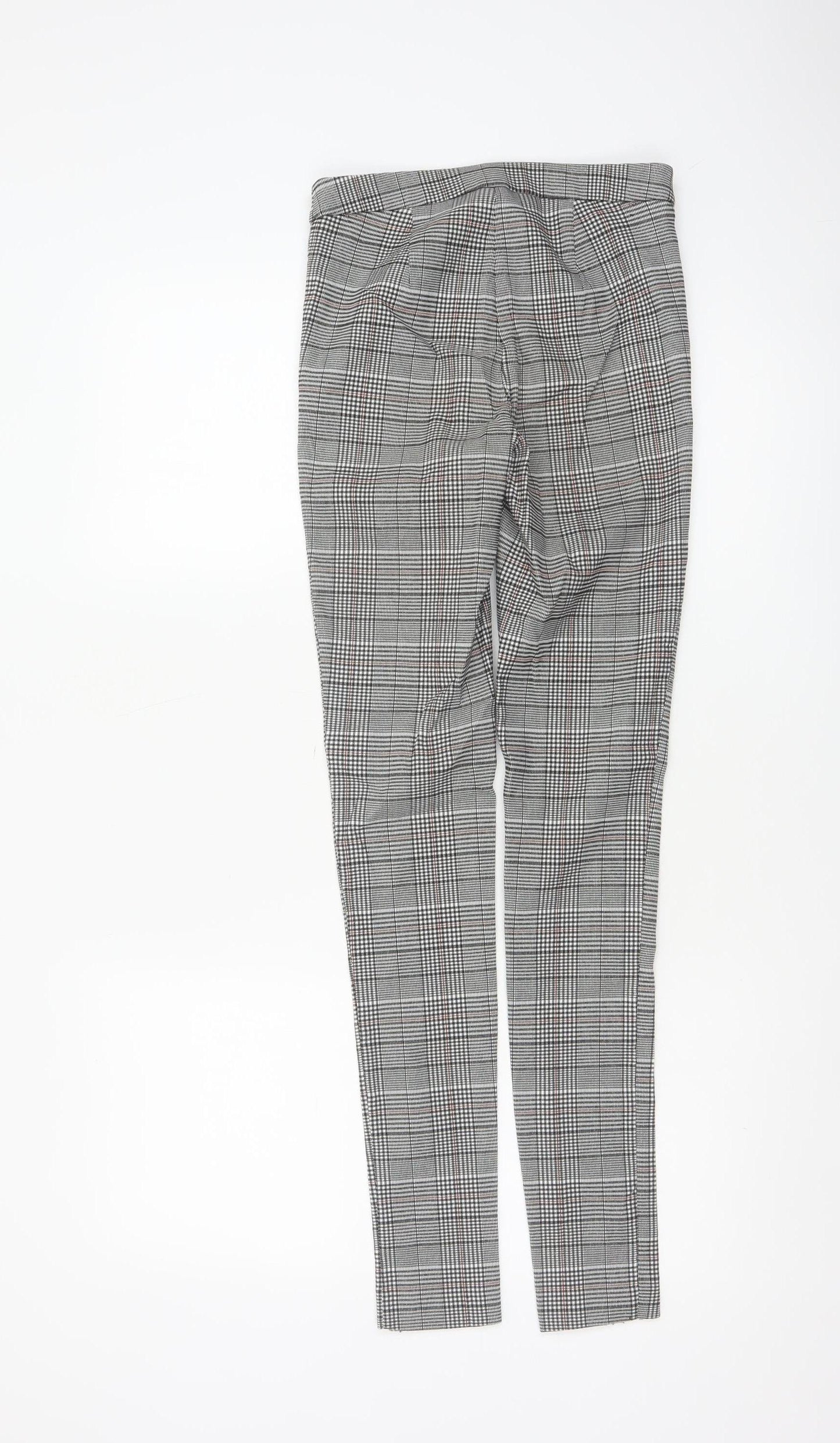 New Look Women’s Grey Check Skinny Trousers UK 6 Zip Pocket Workwear
