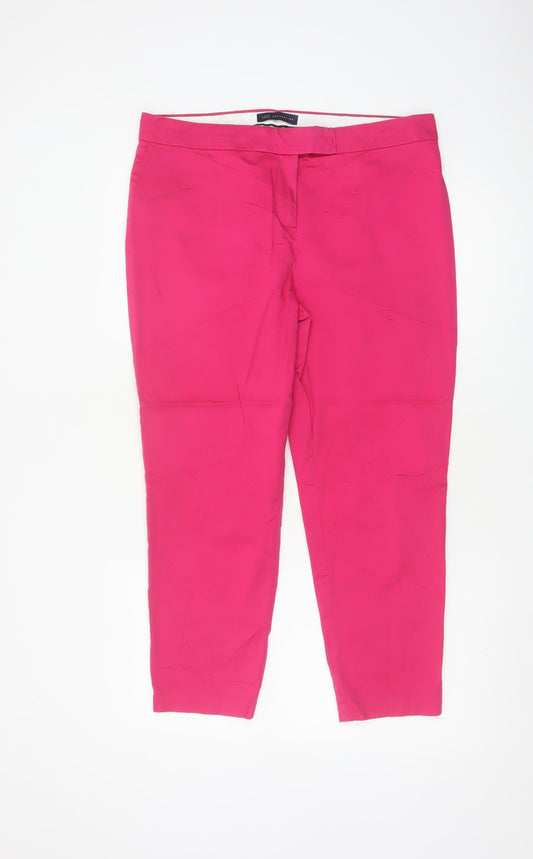 Marks & Spencer Women Pink UK 14 Straight Cotton Stretch Dress Trousers