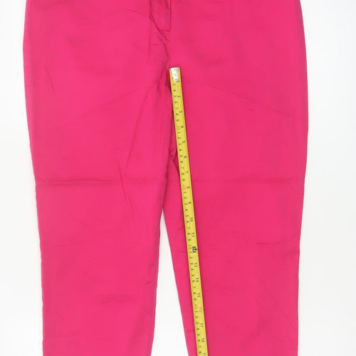 Marks & Spencer Women Pink UK 14 Straight Cotton Stretch Dress Trousers