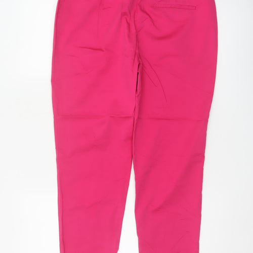Marks & Spencer Women Pink UK 14 Straight Cotton Stretch Dress Trousers