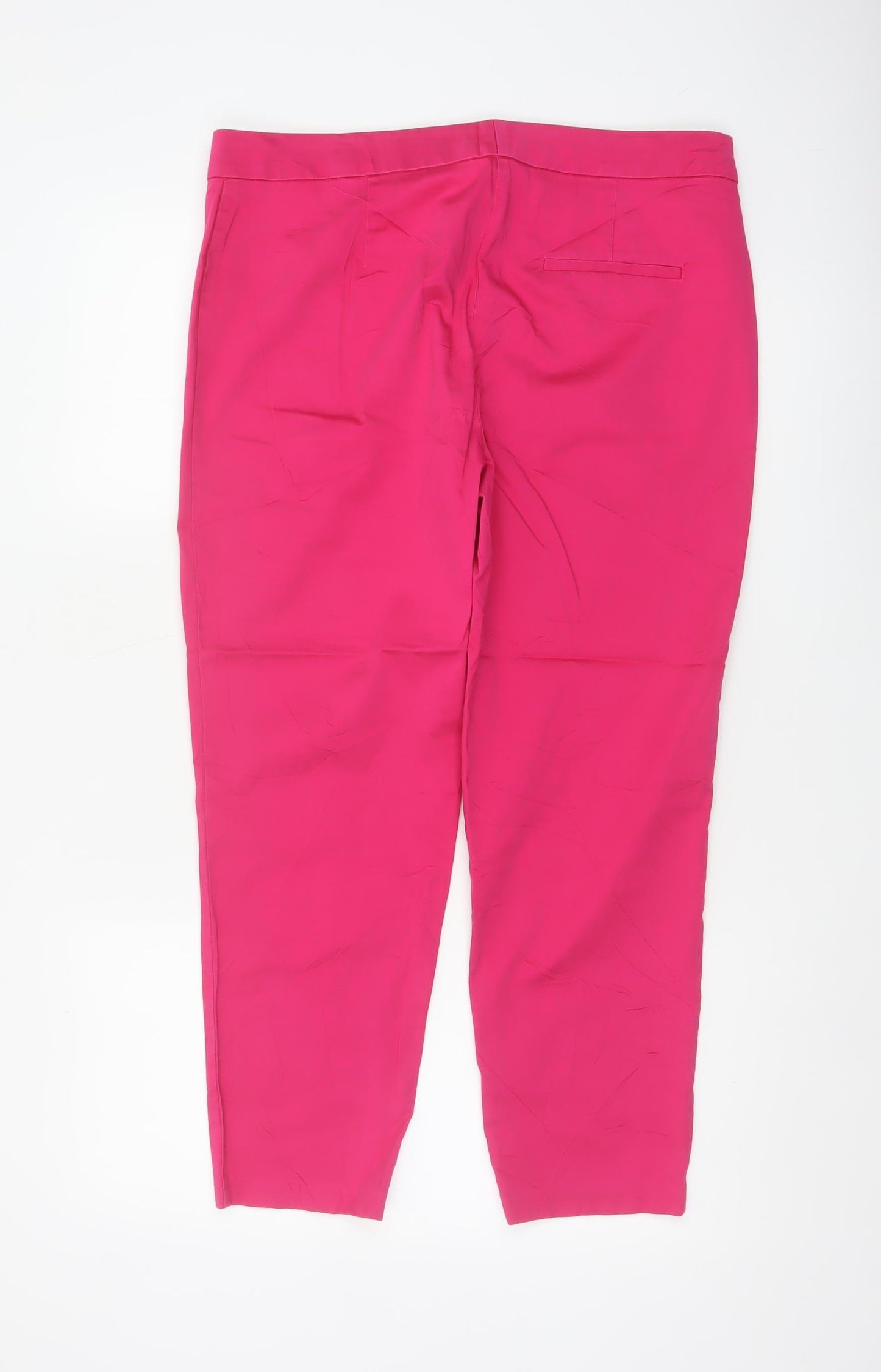 Marks & Spencer Women Pink UK 14 Straight Cotton Stretch Dress Trousers