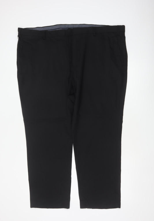 Marks and Spencer Men's Black 48in Short Regular Fit Wool Dress Trousers