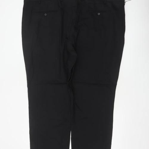 Marks and Spencer Men's Black 48in Short Regular Fit Wool Dress Trousers
