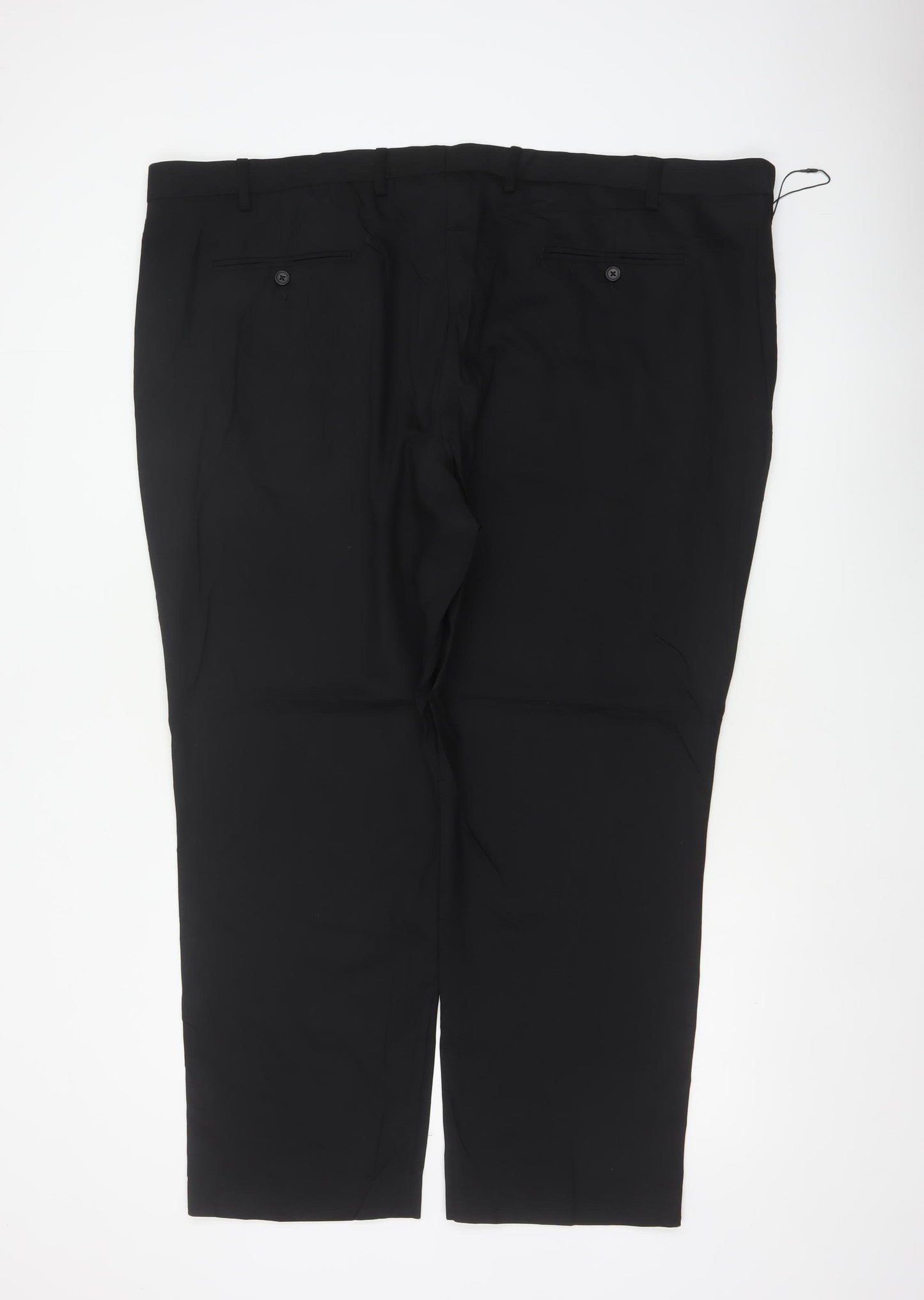 Marks and Spencer Men's Black 48in Short Regular Fit Wool Dress Trousers