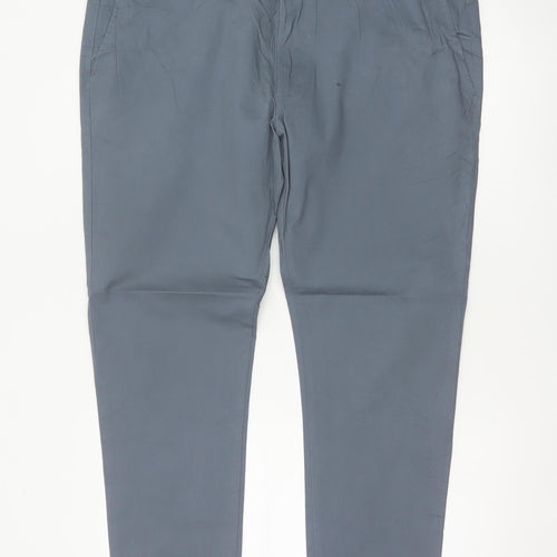 Marks and Spencer Men Grey 40 29 Skinny Fit Cotton Stretch Chino Trousers