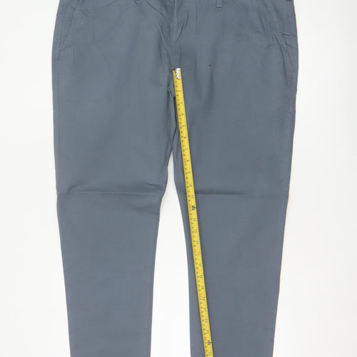 Marks and Spencer Men Grey 40 29 Skinny Fit Cotton Stretch Chino Trousers