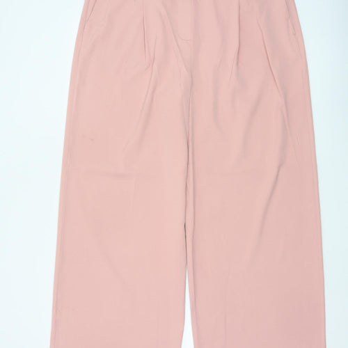 M&S Women Pink UK 18 Wide Leg Formal Dress Trousers Pockets