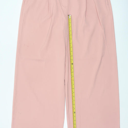 M&S Women Pink UK 18 Wide Leg Formal Dress Trousers Pockets