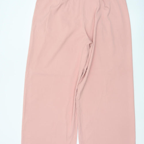 M&S Women Pink UK 18 Wide Leg Formal Dress Trousers Pockets