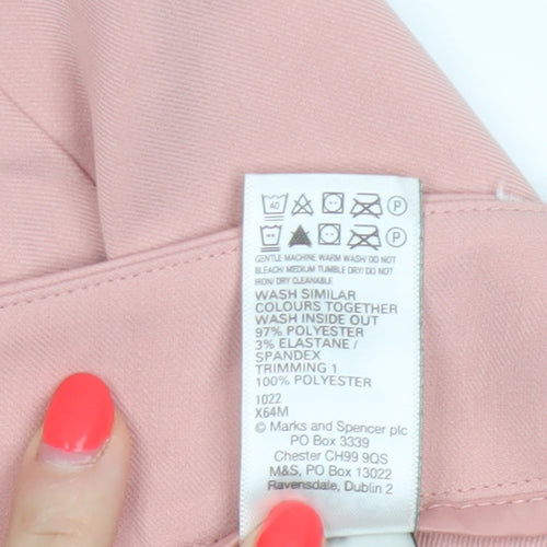 M&S Women Pink UK 18 Wide Leg Formal Dress Trousers Pockets