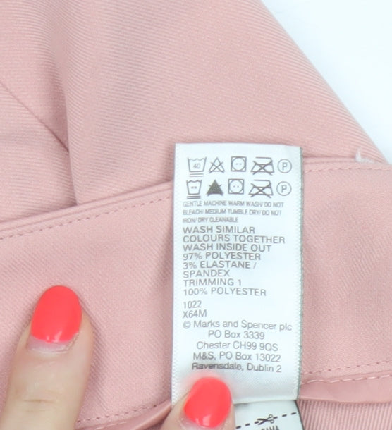M&S Women Pink UK 18 Wide Leg Formal Dress Trousers Pockets