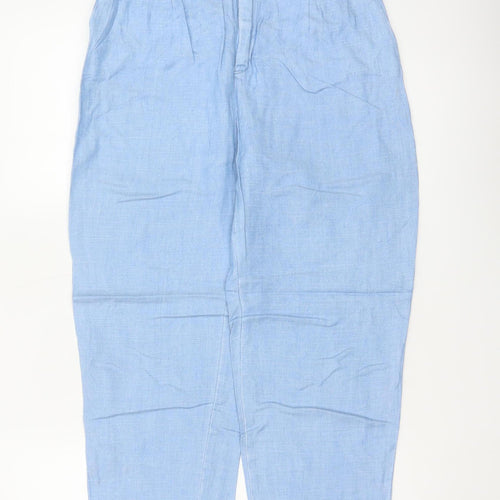 Zara Women Blue UK 8 High Rise Tapered Linen Lyocell Trousers