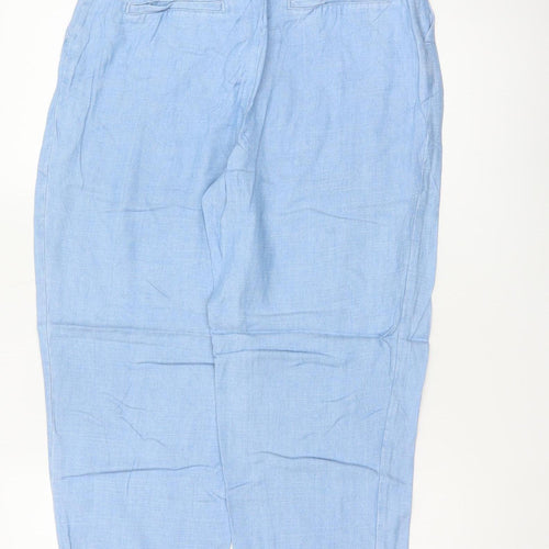 Zara Women Blue UK 8 High Rise Tapered Linen Lyocell Trousers