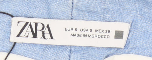 Zara Women Blue UK 8 High Rise Tapered Linen Lyocell Trousers