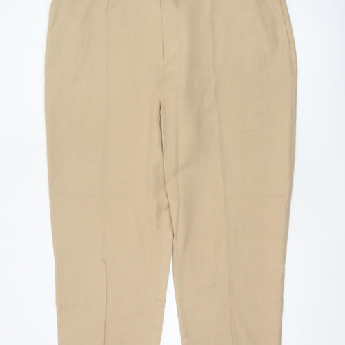 Marks and Spencer Women's Beige UK 22 Regular Tapered Tailored Trousers