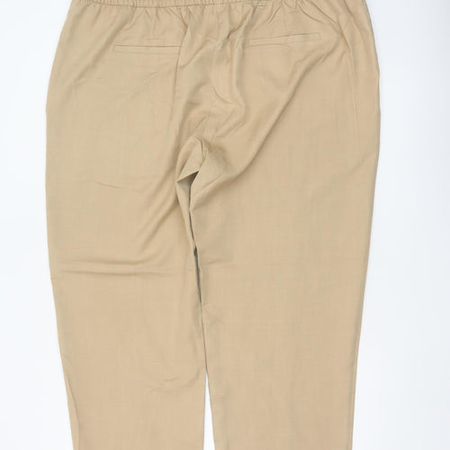 Marks and Spencer Women's Beige UK 22 Regular Tapered Tailored Trousers