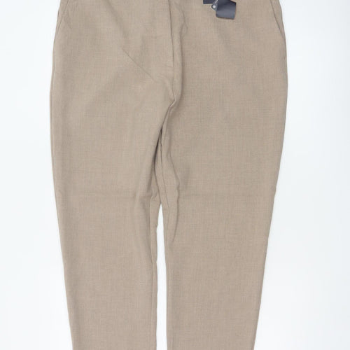Marks & Spencer Women Beige UK 18 Slim Ankle Grazer Tailored Trousers