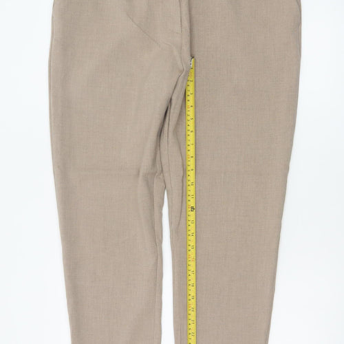 Marks & Spencer Women Beige UK 18 Slim Ankle Grazer Tailored Trousers
