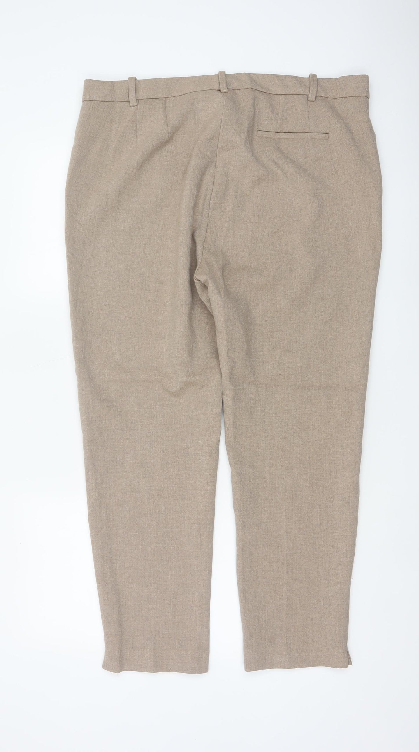 Marks & Spencer Women Beige UK 18 Slim Ankle Grazer Tailored Trousers