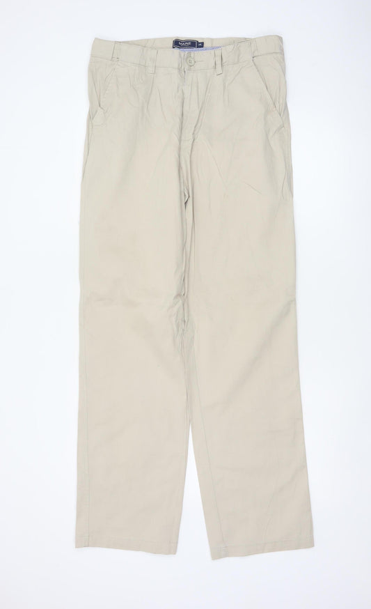 Maine New England Men’s Beige Cotton Chino Trousers 34L Straight Fit