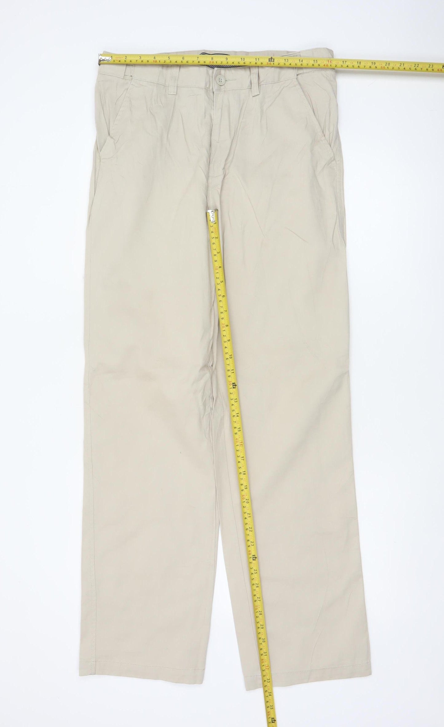 Maine New England Men’s Beige Cotton Chino Trousers 34L Straight Fit