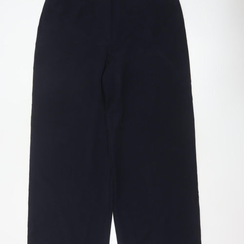 Marks & Spencer Women Navy UK 16 Long Wide Leg High Rise Trousers