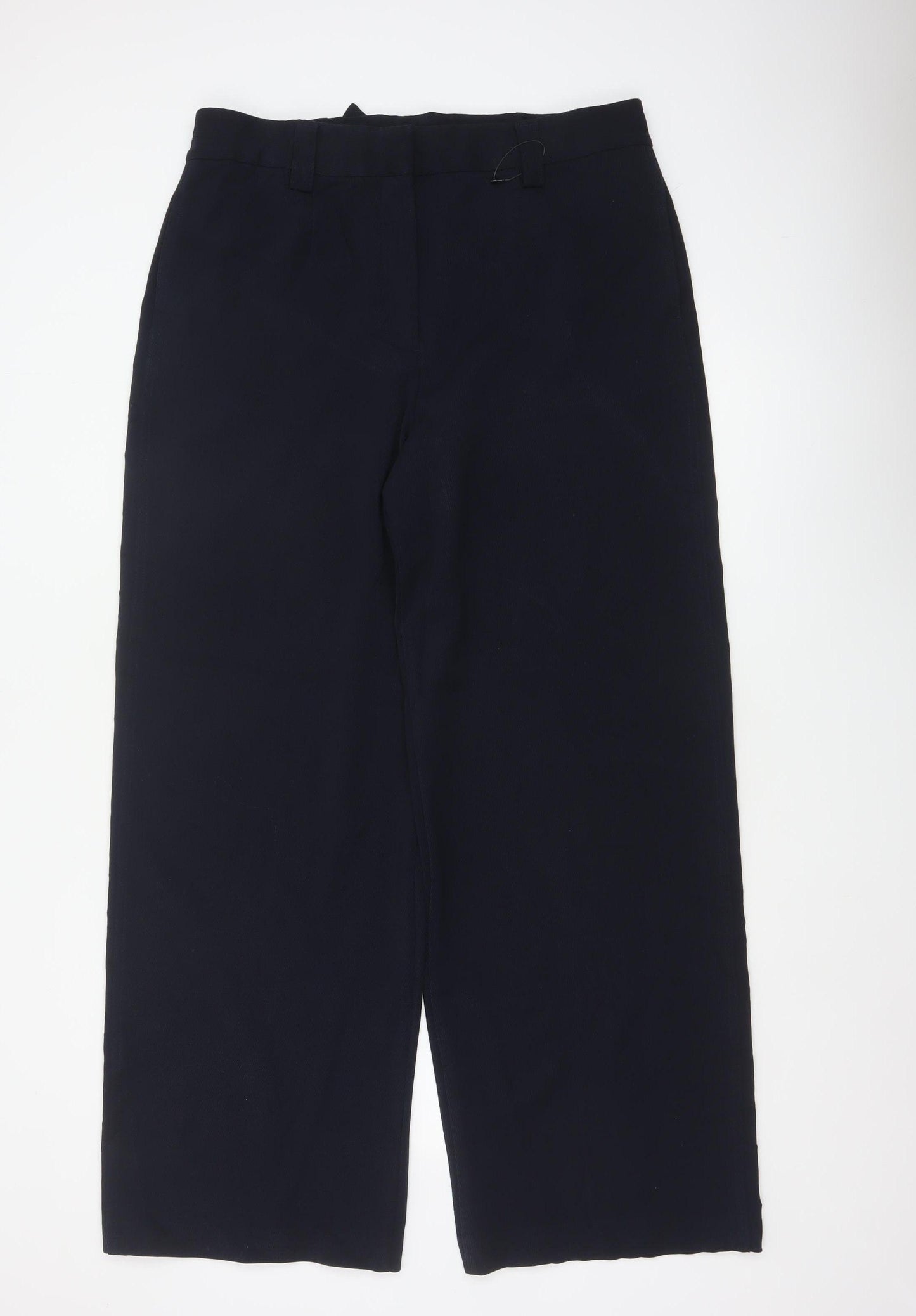 Marks & Spencer Women Navy UK 16 Long Wide Leg High Rise Trousers